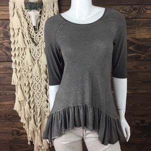 Dantelle | Stonewash Ruffle Angled Blouse